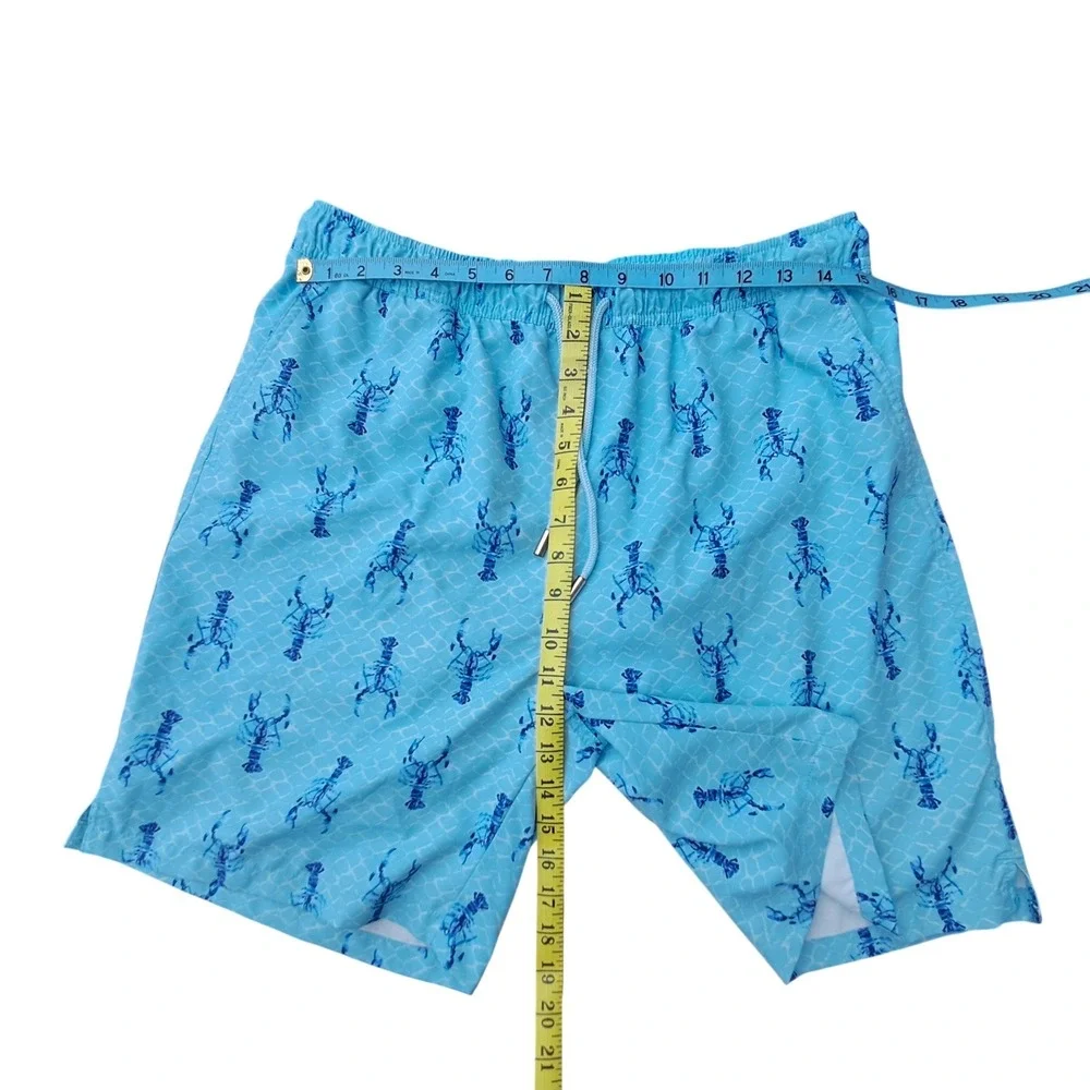 Peter Millar Seaside Collection Mens Blue Lobster Print Swim Trunks Size L